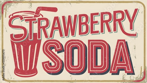 Wallpaper Mural Vintage poster with retro typography and strawberry soda illustration Torontodigital.ca
