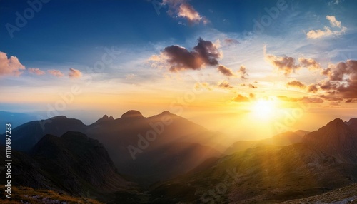 sun light and mountain day sky sunset background