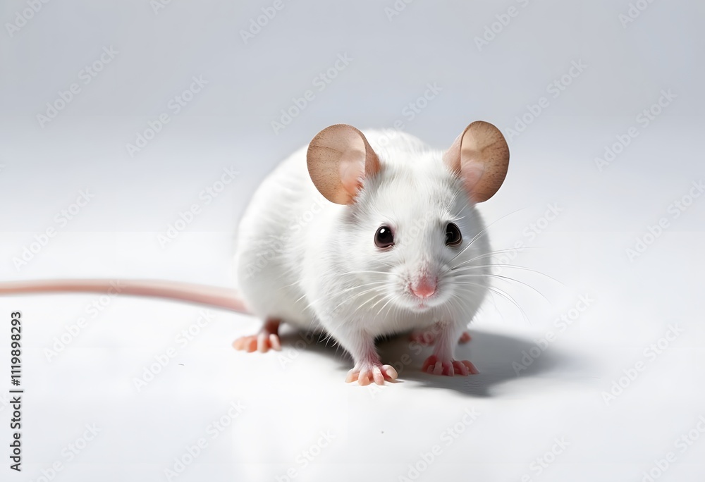Adorable White Mouse Portrait: A Close-Up Study of a Lab Mouse Adorable White Mouse Portrait: A Close-Up Study of a Lab Mouse
