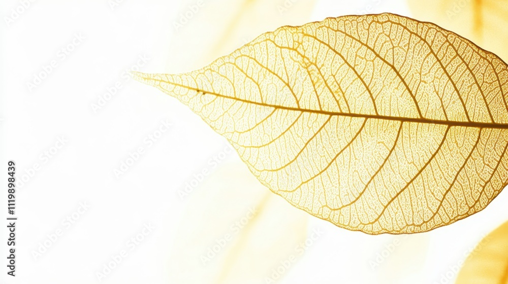 Obraz premium Blurred Autumn Leaf with White Background