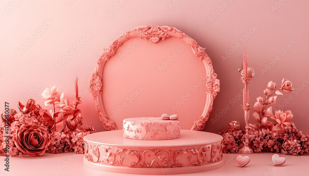 Romantic Pink Floral Display Ornate Frame Cake Stand Valentines Day Decor Romantic Pink Floral Display Ornate Frame Cake Stand Valentines Day Decor