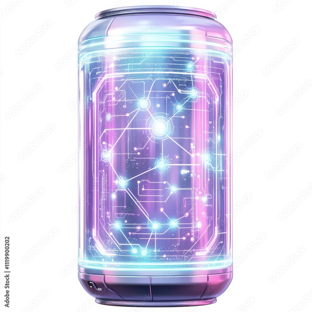 Futuristic can design with luminous circuits on a white isolated background Futuristic can design with luminous circuits on a white isolated background