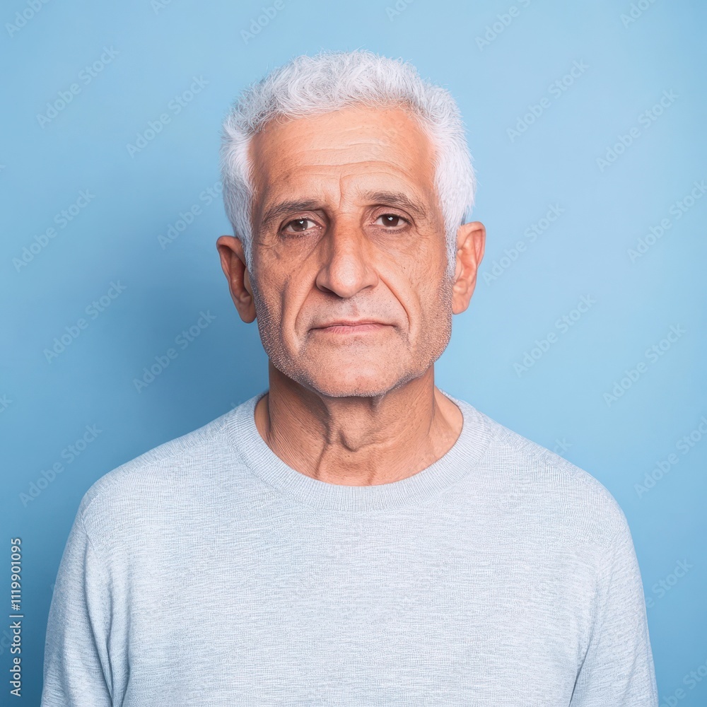 Portrait of a serene Iraqi senior man with white hair Portrait of a serene Iraqi senior man with white hair