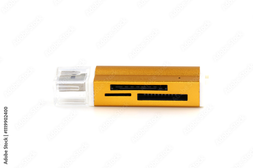 Yellow card reader isolated on white background Yellow card reader isolated on white background