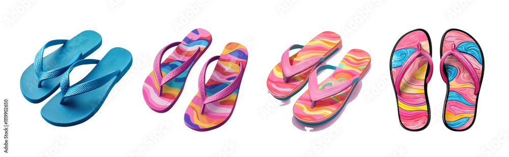 Colorful Flip Flops on Transparent Background Colorful Flip Flops on Transparent Background