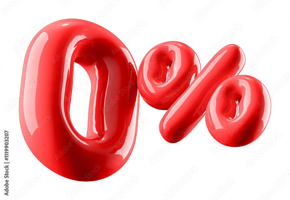 0 Percent Off Discount Glossy Red Number 3D Illustration 0 Percent Off Discount Glossy Red Number 3D Illustration