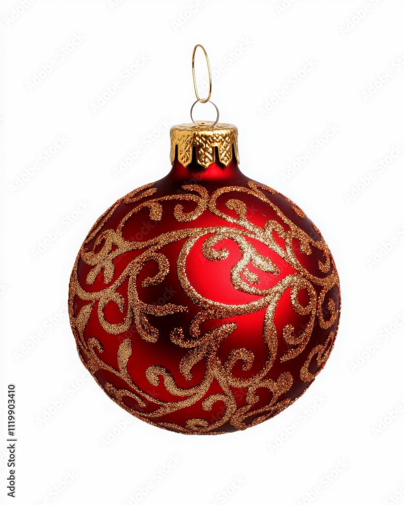 Beautiful red ornament with intricate gold design for Christmas. Beautiful red ornament with intricate gold design for Christmas.