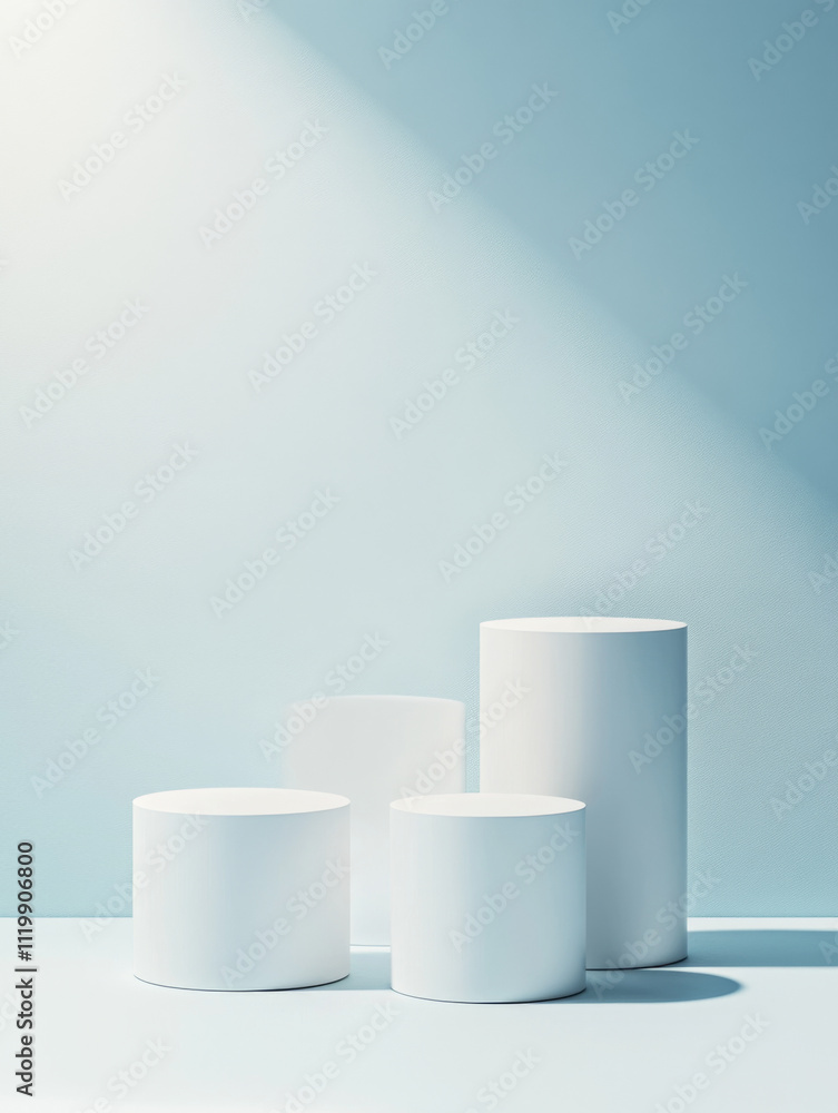white cone-shaped podium on a calm background with hard light white cone-shaped podium on a calm background with hard light
