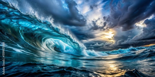 Powerful ocean waves clash at sunset coastal landscape photography dramatic skies nature's fury
