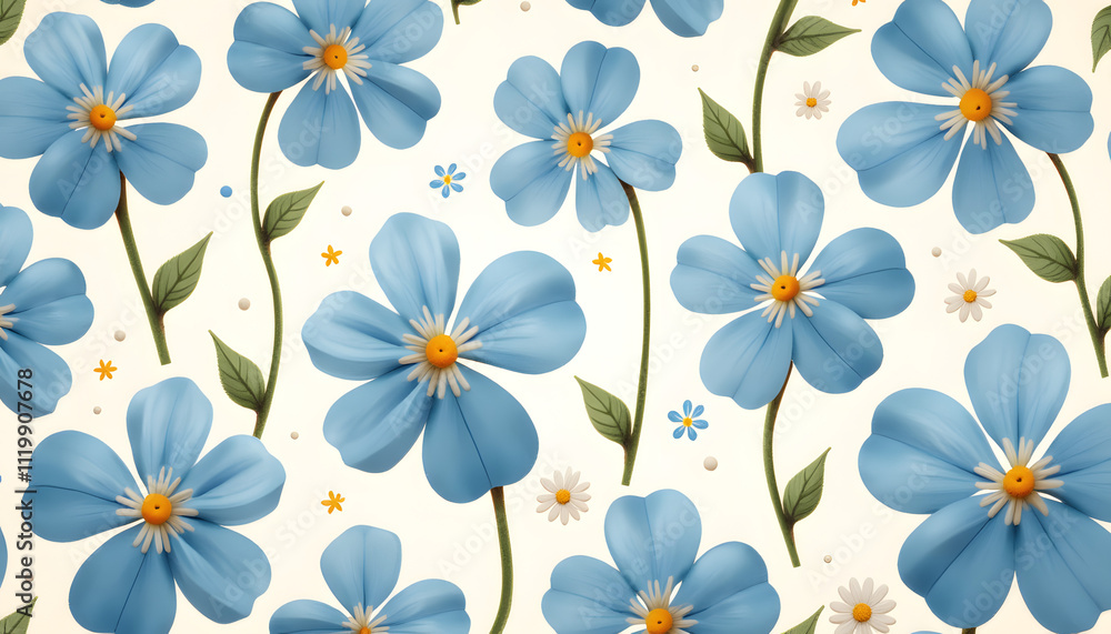 Seamless forget-me-nots textures, realistic patterns, natural colors Seamless forget-me-nots textures, realistic patterns, natural colors