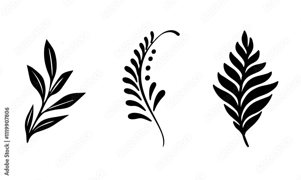 Leaf art vector set. Leaf art vector set.