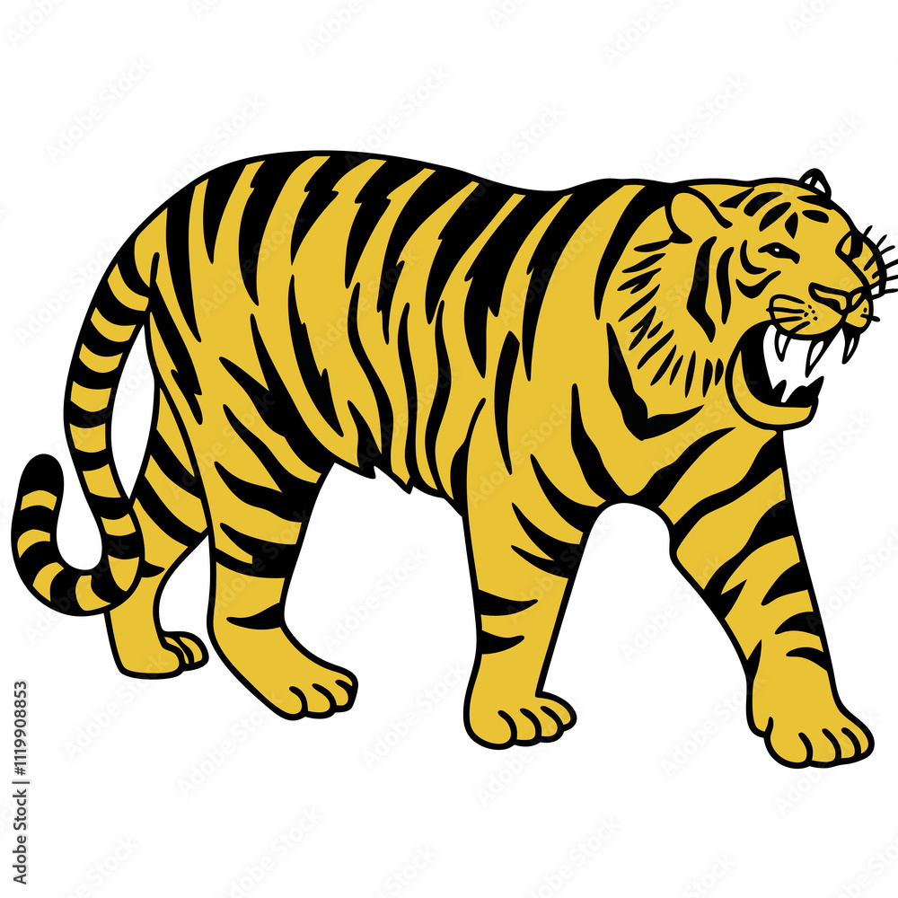 Fototapeta premium Roaring tiger white background