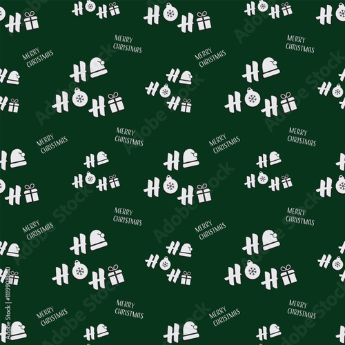 Obraz na płótnie Simple Christmas Tree Seamless Vector Patterns. White Tree Isolated on a Dark Green and Red Background. Lovely Winter Holidays Print. w salonie