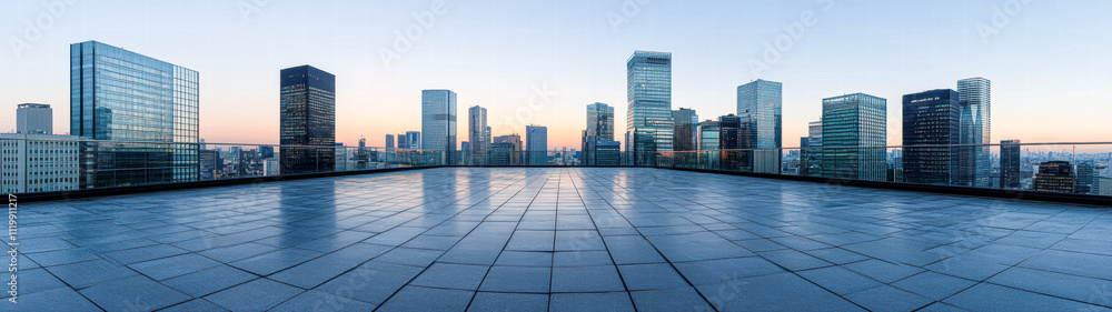 A city skyline with a large empty building in the middle A city skyline with a large empty building in the middle