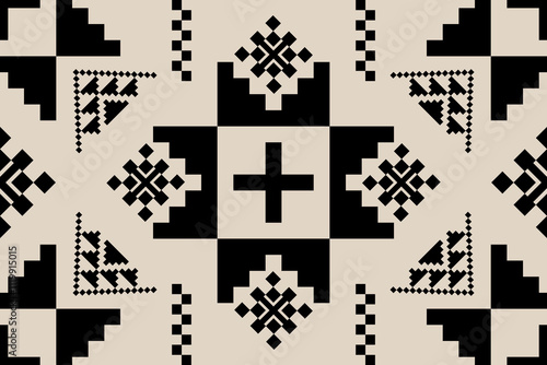 Navajo tribal vector pattern. Native American ornament. Ethnic South Western decor style. Boho geometric ornament.Ikat floral paisley embroidery blanket, rug. Woven carpet