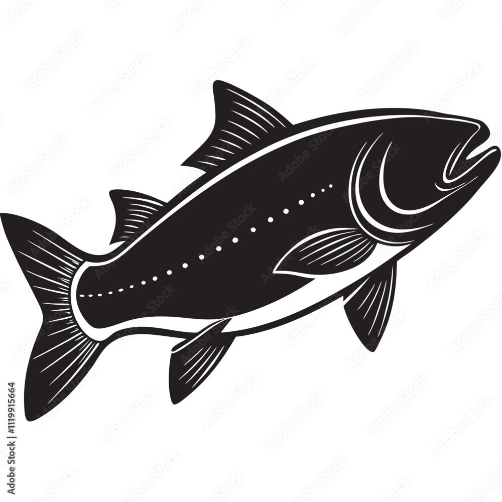 Fototapeta premium King salmon Fish silhouette 