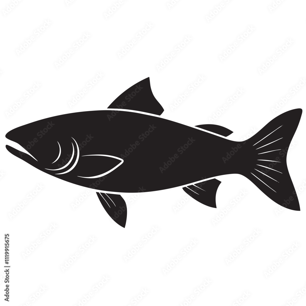 King salmon Fish silhouette King salmon Fish silhouette