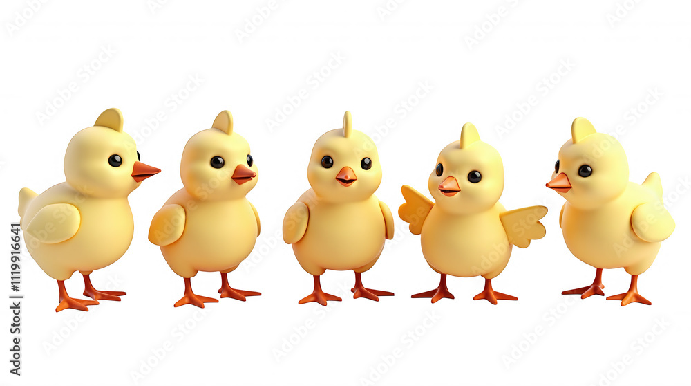 Five Cute Baby Chicks Illustration with Transparent Background for Easter and Spring Designs Five Cute Baby Chicks Illustration with Transparent Background for Easter and Spring Designs