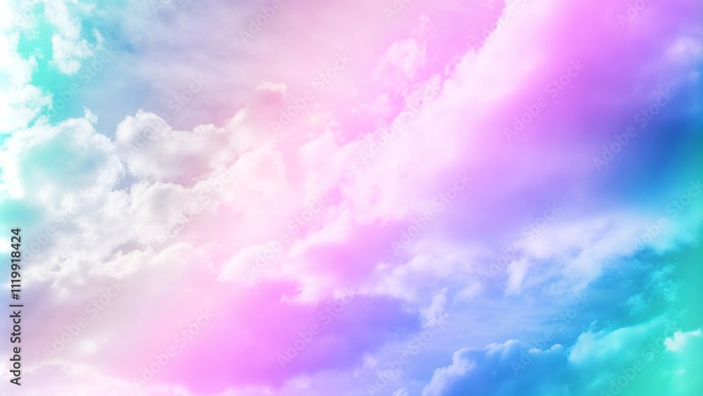Cloud and sky with a pastel colored background, abstract sky background in sweet color, panoramic mock-up image. Pastel colored sky with fluffy clouds. Hand drawn watercolor stain Cloud and sky with a pastel colored background, abstract sky background in sweet color, panoramic mock-up image. Pastel colored sky with fluffy clouds. Hand drawn watercolor stain