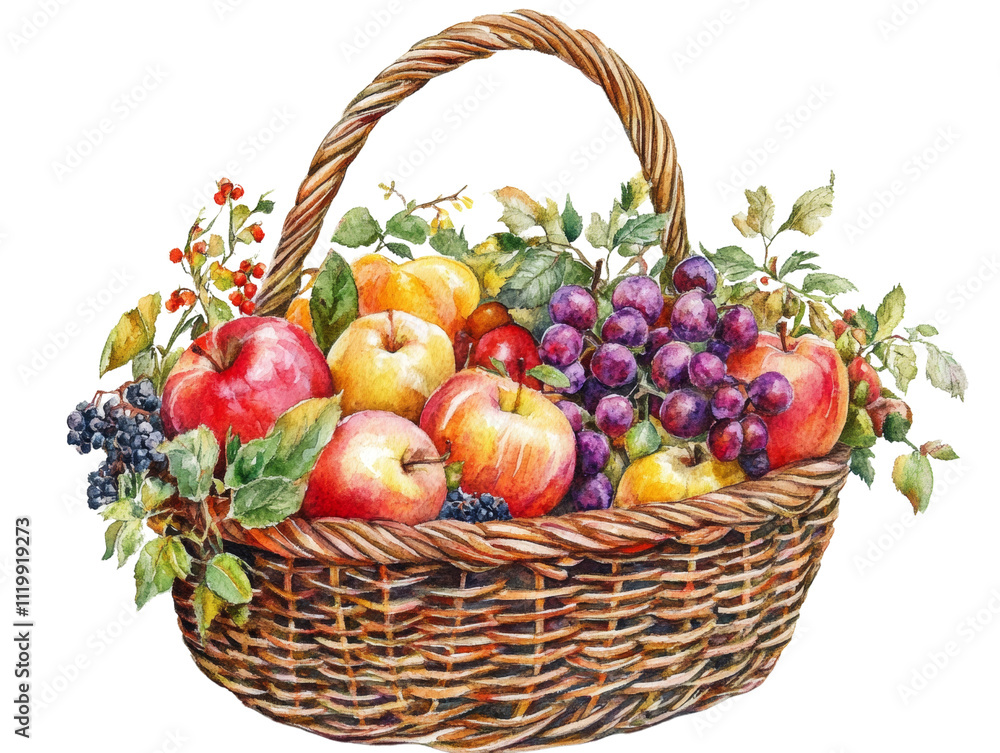 Garden harvest watercolor illustration isolated on transparent background Garden harvest watercolor illustration isolated on transparent background