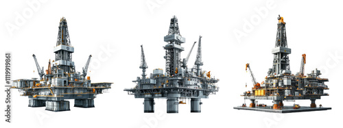 Oil Rig on Transparent Background for Design Projects