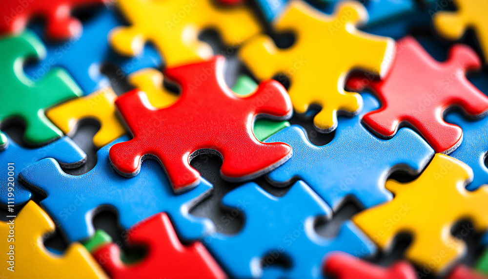 Puzzle Pieces: A collection of colorful jigsaw puzzle pieces, either scattered or partially completed Puzzle Pieces: A collection of colorful jigsaw puzzle pieces, either scattered or partially completed