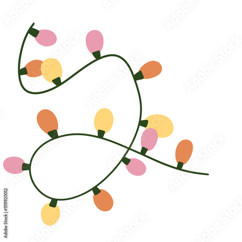 Colorful Christmas string lights illustration