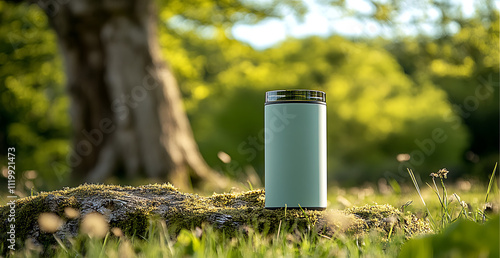 Strandom Style product banner for a tumbler 20oz. The simple background is outdoors photo