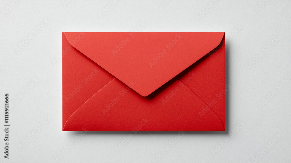 White blank card and red envelope isolated on a white background