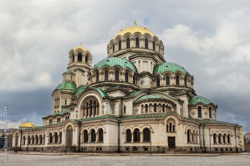 view of st. Alexander Nevsky Cathedral in Sofia, Bulgaria view of st. Alexander Nevsky Cathedral in Sofia, Bulgaria