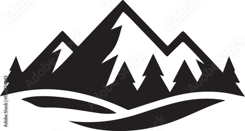 Minimalistic black and white mountain logo ideal for outdoor brands.