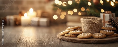 Christmas joy delicious cookies glow under twinkling lights photo