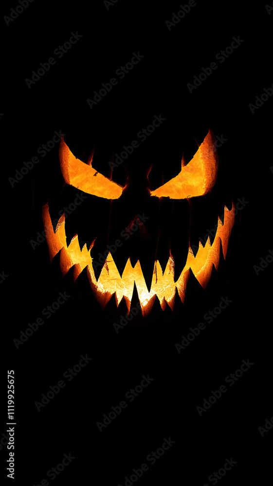 Halloween pumpkin with spooky glowing face Halloween pumpkin with spooky glowing face