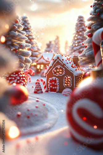 Festive Gingerbread Village in the Snow