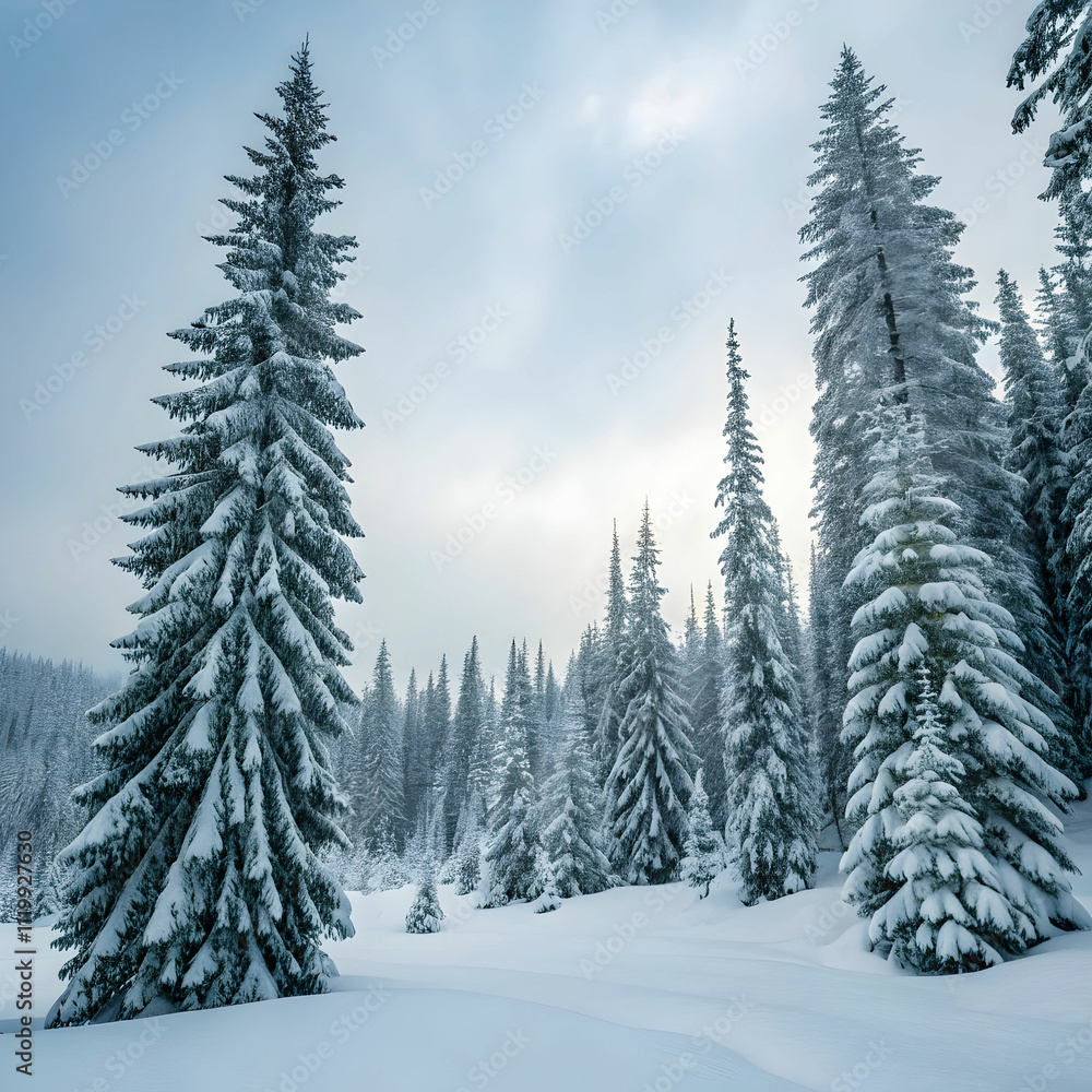 Fototapeta premium beautiful shot of a lot of fir trees in a forest
