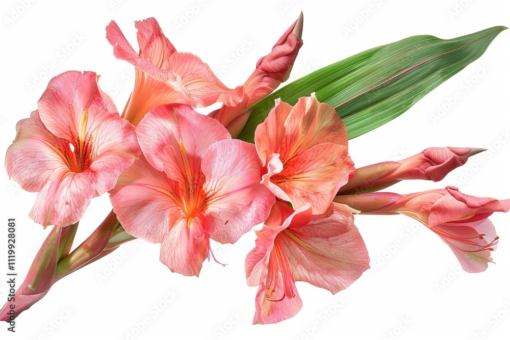 Fototapeta premium Pink Canna Lily Isolated on White Background. Beautiful Canna Lily Flower