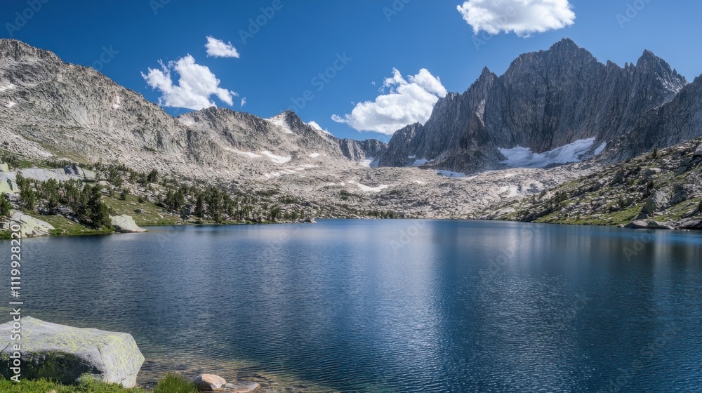 Serene Alpine Lake and Majestic Mountainscape Serene Alpine Lake and Majestic Mountainscape