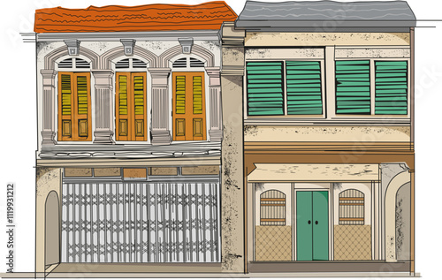 Sino portuguese architecture or old house in phuket
