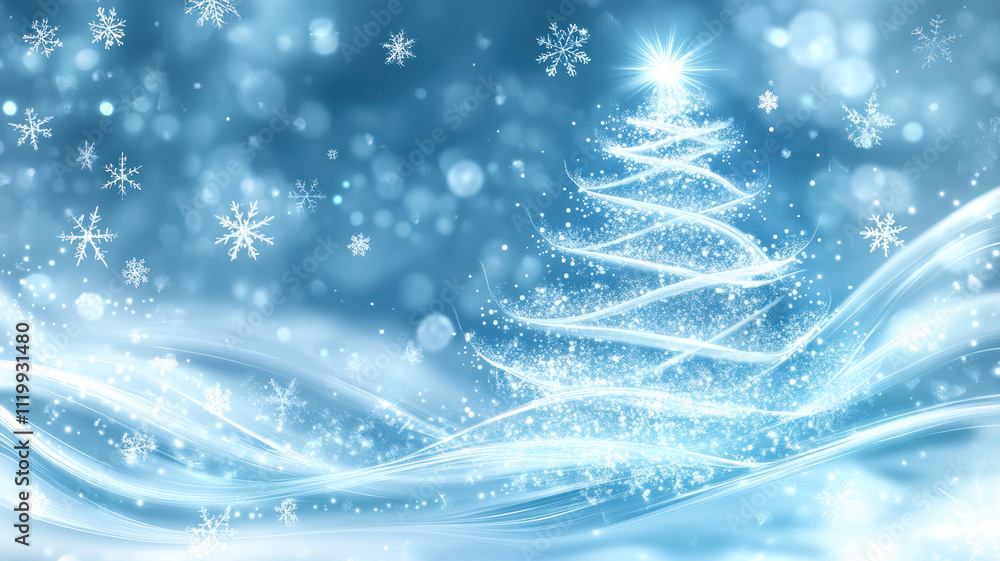 Christmas tree made of glowing lights and snowflakes Christmas tree made of glowing lights and snowflakes
