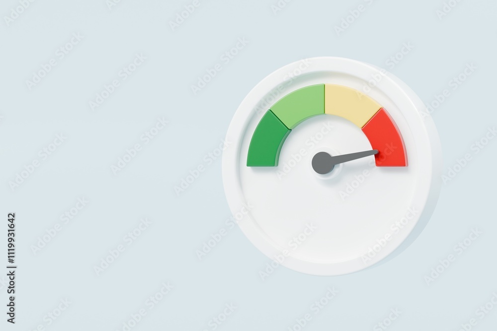 3d Speedometer icon. Minimal Status Speedometer with arrow scale gauge. Green, Yellow, Orange, Red Status color or low, medium, high arrow scale performance status icon. Credit rating score. 3d render 3d Speedometer icon. Minimal Status Speedometer with arrow scale gauge. Green, Yellow, Orange, Red Status color or low, medium, high arrow scale performance status icon. Credit rating score. 3d render