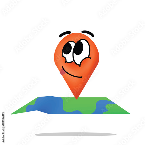 happy map location mascot illustration for design. cute and playful concept. camping, travelling, backpacker, summer, hiking, adventure and recreation themes