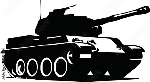 Tank isolated on white background. Vector Military machine. Tank logotype. Black and white tank icon. photo