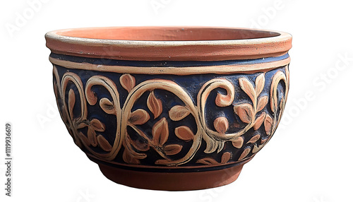 Cut out clay pot, home decoration isolated, PNG transparent
 photo