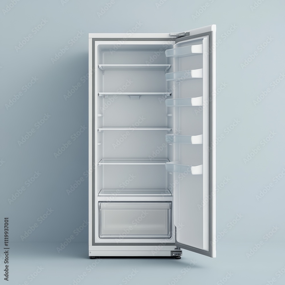 Modern Minimalist Refrigerator with Open Door Modern Minimalist Refrigerator with Open Door
