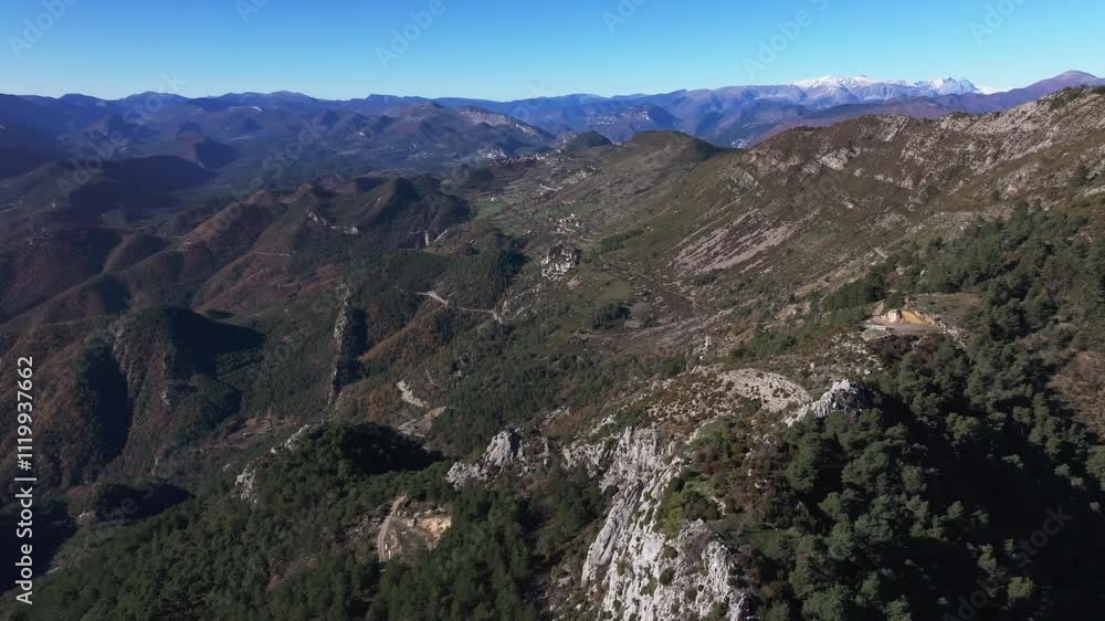 Panoramic view of the Mount Brune in the Alpes Maritimes in France Panoramic view of the Mount Brune in the Alpes Maritimes in France
