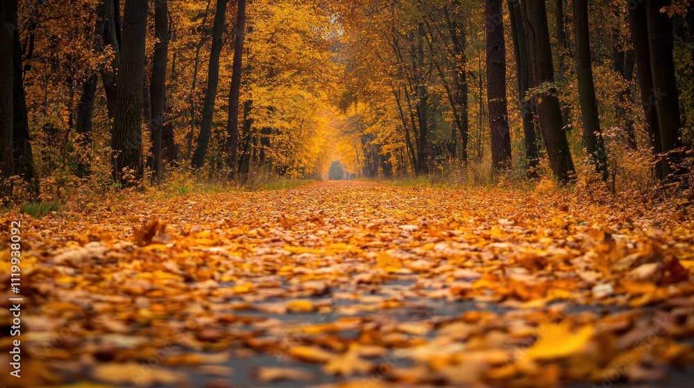 Autumnal Pathway: A Golden Forest Road Autumnal Pathway: A Golden Forest Road