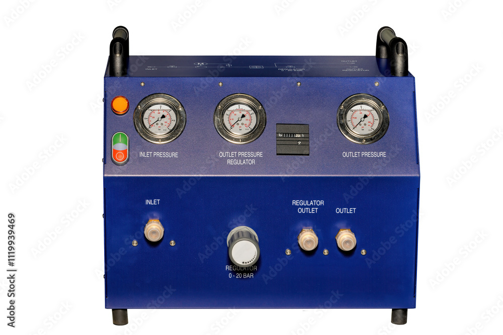 Pressure regulator device for industrial applications in a workshop environment