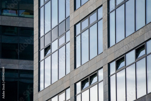 Detail of windows of modern office business building in city of Brno (Czech Republic) - generic architecture