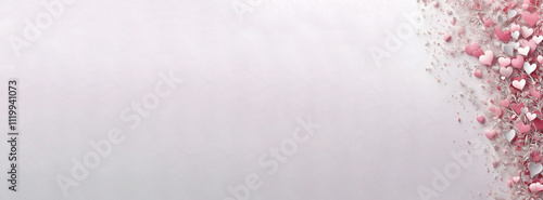 Obraz na płótnie Soft Pink and Silver Background with Small Elegant Hearts, Creating a Romantic Atmosphere w salonie