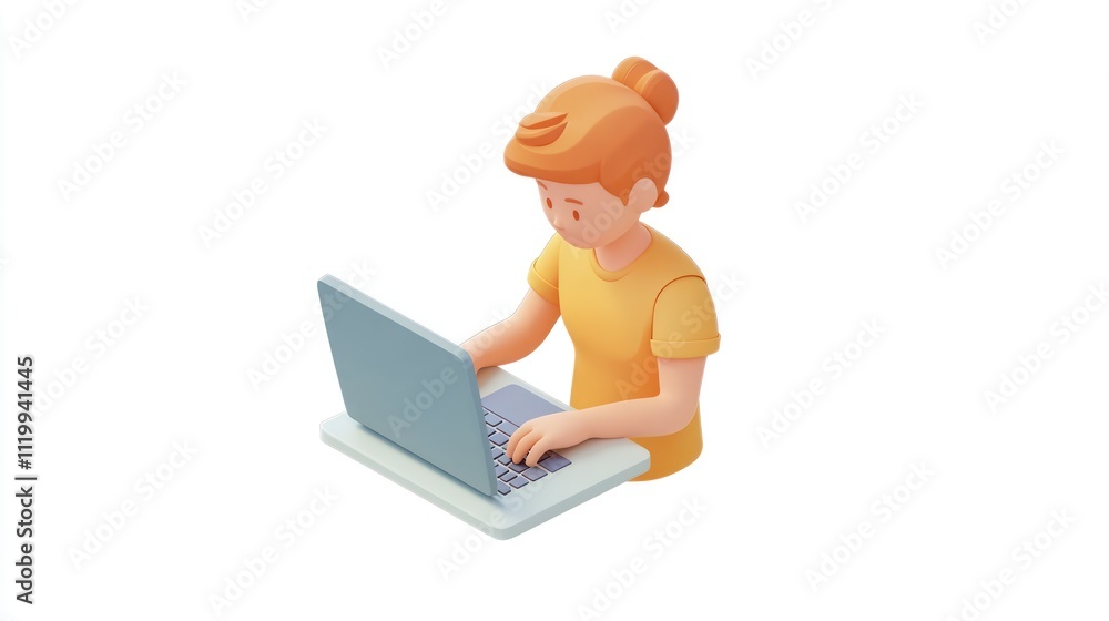 A 3D illustration of a person typing on a laptop, representing digital work or study. A 3D illustration of a person typing on a laptop, representing digital work or study.